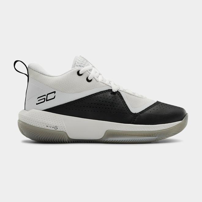 Under Armour SC 3ZER0 IV - Chlapcenske Basketbalove Topanky - Biele/Čierne